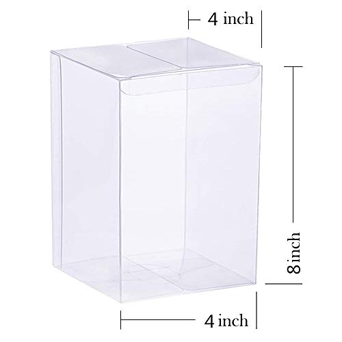 YOZATIA 12PCS Transparent Boxes 4 x 4 x 8 inch, Candy Box, Clear Favor Boxes Gift Boxes for Wedding, Party and Baby Shower Favors