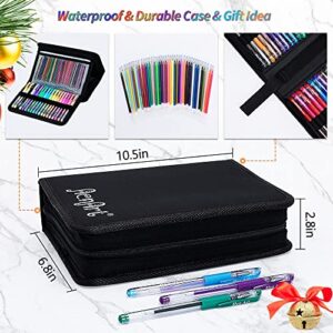 Gel Pens for Adult Coloring Books, 160 Pack Artist Colored Gel Pen with 40% More Ink, Black Case. Perfect for Kids Drawing Doodle Crafts Journaling Planner