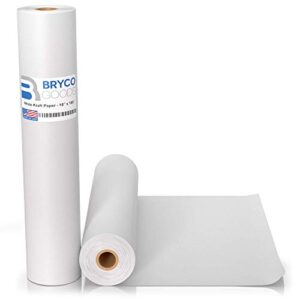 white kraft arts and crafts paper roll – 18 inches by 100 feet (1200 inch) – ideal for paints, wall art, easel paper, fadeless bulletin board paper, gift wrapping paper and kids crafts – made in usa
