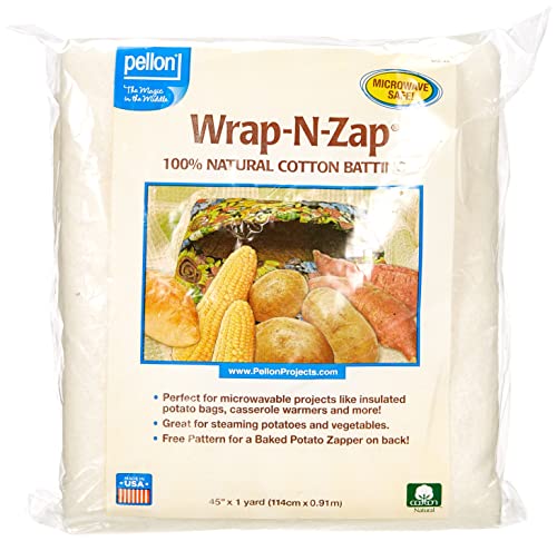 Pellon, Natural Wrap-N-Zap Cotton Quilt Batting, 45 by 36-Inch, 1 Pack