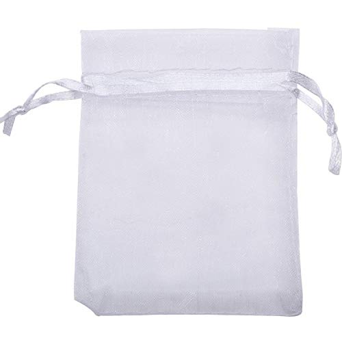 Mudder Organza Gift Bags Wedding Favour Bags Jewelry Pouches, Pack of 100 (2.8 x 3.5 Inch, White)