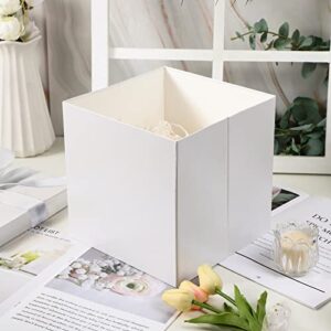 RUSPEPA Medium Birthday Gift Box with Lids, Ribbon and Tissue Paper, Collapsible Gift Box - 1 Pcs, 9x9x9 Inches, White