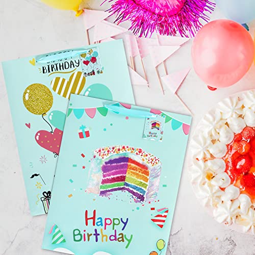 BLEWINDZ 16.5" Extra Large 4 Pack Happy Birthday Gift Bags with Tissue Paper and Tags, Huge Birthday Gift Bags for Kids Boy Girls Baby Party favors