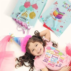 BLEWINDZ 16.5" Extra Large 4 Pack Happy Birthday Gift Bags with Tissue Paper and Tags, Huge Birthday Gift Bags for Kids Boy Girls Baby Party favors