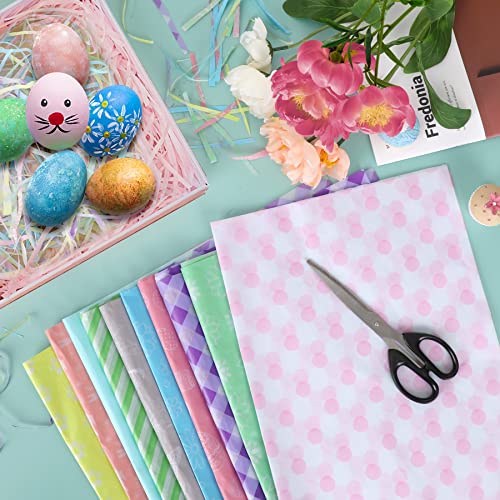 SANNIX 100 Sheets Spring Easter Tissue Paper Pink Green Blue Bulk Gift Wrapping Paper for Easter Gift Wrapping DIY Crafts Birthday Party Spring Decoration 19.7 ×13.8 Inch (10 Patterns)