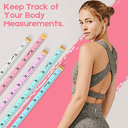 Tape Measure, iBayam Soft Ruler Measuring Tape for Body Weight Loss Fabric Sewing Tailor Cloth Vinyl Measurement Craft Supplies, 60-Inch Double Scale Ruler, 5-Pack, Pastel Pink Blue Green Purple White