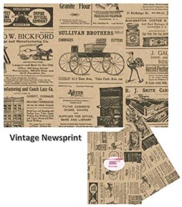 old newsprint tissue paper – with vintage designs for gift wrapping 24 decorative sheets 20″ x 30″ (newspaper)