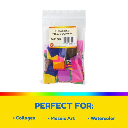 Hygloss Products Bleeding Tissue Paper Squares 1-Inch, 20 Assorted Colors for Arts & Crafts, DIY Projects, Scrapbooking, Greeting Cards, 20-Pack, 2400 Squares