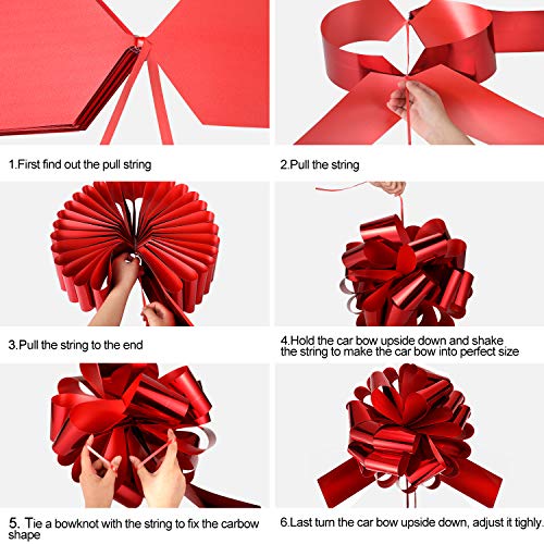 Happy Birthday Car Bow Big Car Ribbon Bow Large Gift Wrapping Bow Giant Bow for Car Decorative Huge Pull Bow for Christmas Party Birthday Car Decoration (red, 20 Inches)