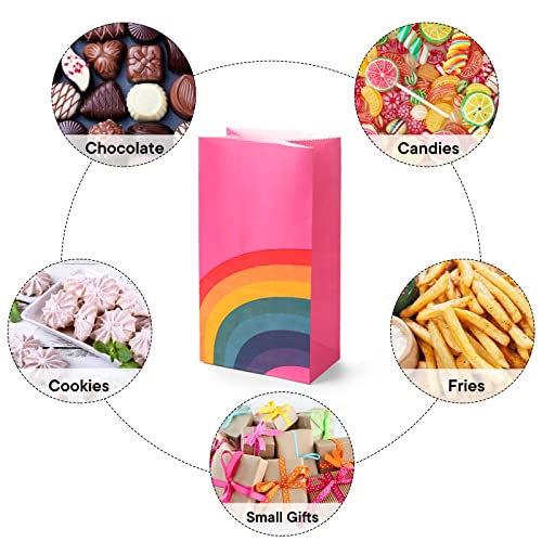 TOXOY 48 PCS Rainbow Gift Bags, Party Favor Bags Small Gift Bags Paper Candy Bags for Birthday Party