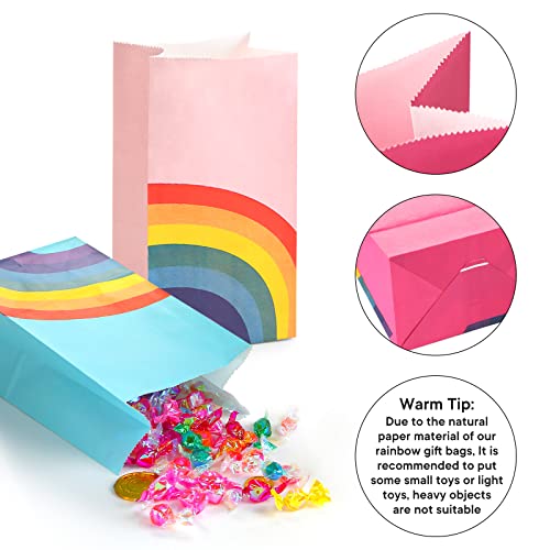 TOXOY 48 PCS Rainbow Gift Bags, Party Favor Bags Small Gift Bags Paper Candy Bags for Birthday Party