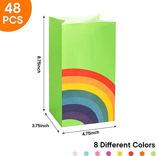 TOXOY 48 PCS Rainbow Gift Bags, Party Favor Bags Small Gift Bags Paper Candy Bags for Birthday Party
