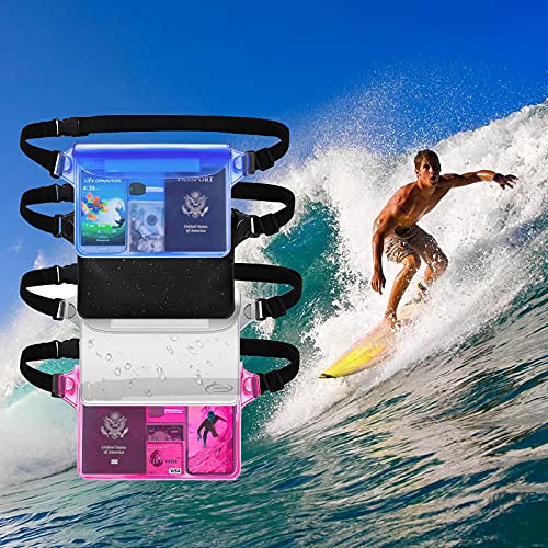 Famoby 4 Packs Waterproof Pouch with Waist Strap Dry Bag for Swimming Boating Snorkeling Kayaking Water Park Outdoor Beach Sport