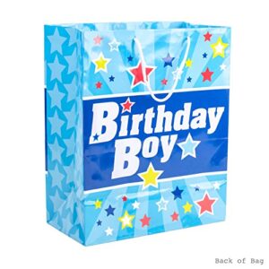 Hallmark 13" Large Gift Bag with Birthday Card and Tissue Paper (Blue with Stars, Birthday Boy)