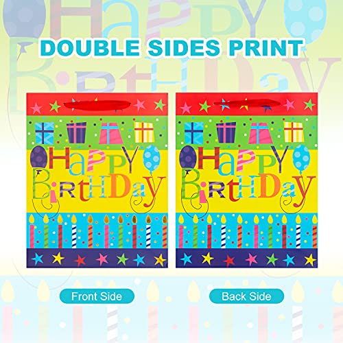 2-Pack 12.6" Large Happy Birthday Gift Bags for Birthday Party with Tissue Paper