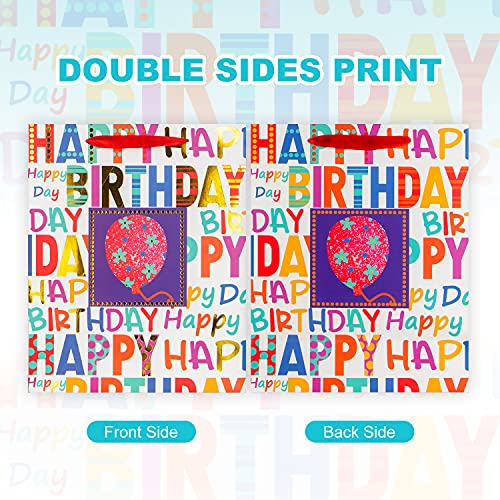 2-Pack 12.6" Large Happy Birthday Gift Bags for Birthday Party with Tissue Paper