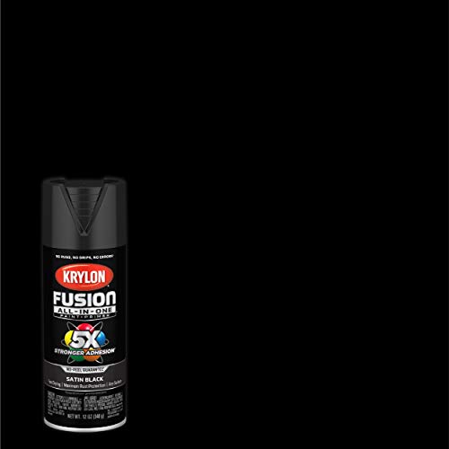 Krylon K02732007 Fusion All-In-One Spray Paint for Indoor/Outdoor Use, Satin Black 12 Ounce (Pack of 1)