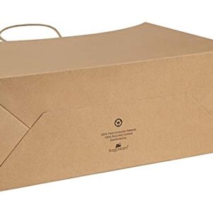 BagDream 16x6x12 Inches 50Pcs Kraft Paper Bags with Handles Bulk Brown Paper Shopping Bags Grocery Bags Mechandise Retail Bags, 100% Recyclable Large Paper Gift Bags