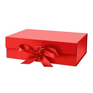 10.5″ large gift box with magnetic lid and ribbon for christmas,valentine’s day,birthdays, bridal gifts,weddings,diy and so on (large, red)