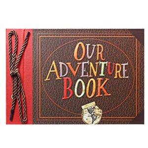 Scrapbook Photo Album,Our Adventure Book Scrapbook, Embossed Words Hard Cover Movie Up Travel Scrapbook for Anniversary, Wedding, Travelling, Baby Shower, etc (Adventure Book)