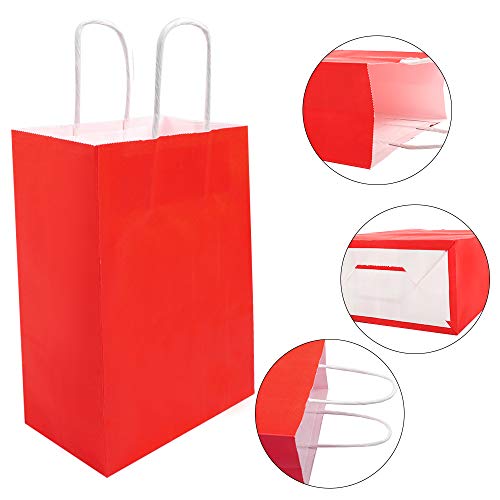 Tomnk 32pcs Party Favor Bags 8 Colors Goodie Bags Rainbow Paper Gift Bags Bulk with Handles for Birthday Party, Candy ,Small Gift and Bridal Shower