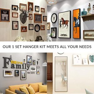 Picture Hangers, Picture Hanging Kit, 225pcs Heavy Duty Frame Hooks Hardware with Nails, Hanging Wire, Screw Eyes, D Ring and Sawtooth for Wall Mounting