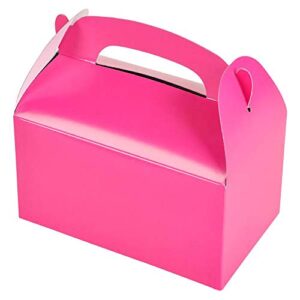 the dreidel company gable treat boxes, goodies favor box for kids birthday party favors, weddings events, baby shower, 6.25″ x 3.5″ x 3.5″ inch box (hot pink treat box, 12-pack)