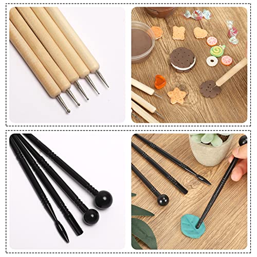 RUBFAC Clay Tools, 24pcs Polymer Clay Tools, Modeling Clay Sculpting Tools Set Pottery Tools with Air Dry Clay Tools Ball Stylus Dotting Tools Rock Painting Kit for Sculpture Pottery