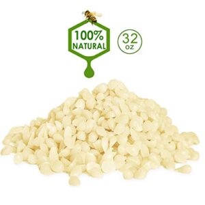 Howemon White Beeswax Pellets 2LB 100% Pure and Natural Triple Filtered for Skin, Face, Body and Hair Care DIY Creams, Lotions, Lip Balm and Soap Making Supplies