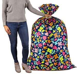 Hallmark 56" Jumbo XL Plastic Gift Bag (Pink and Yellow Flowers) for Birthdays, Mother's Day, Bridal Showers, Baby Showers, Engagements, Weddings and More