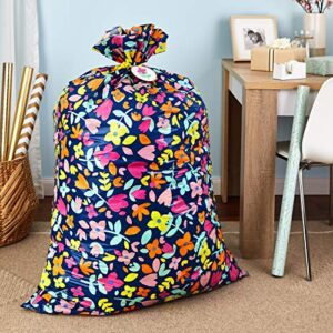 Hallmark 56" Jumbo XL Plastic Gift Bag (Pink and Yellow Flowers) for Birthdays, Mother's Day, Bridal Showers, Baby Showers, Engagements, Weddings and More