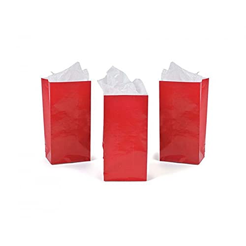 Unique Party Paper Bags, 10" x 5", Ruby Red