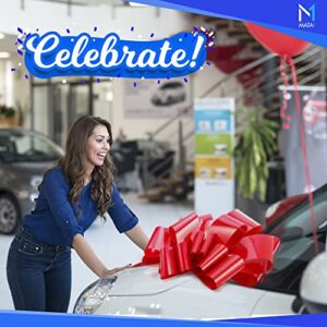 Mata1 Giant Car Bow (Red, 30 inch) Big Gift Wrapping Bow for Large Gift Decoration, Giant Indoor/Outdoor Bow with 2 Ribbon Tails and 2 Suction Cups (No Magnets that Scratch)