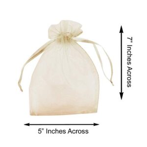 100 Pack 5x7 Inch Mini Sheer Drawstring Organza Transparent Bags Jewelry Sack Pouches for Wedding, Party Decorations, Arts & Crafts Gifts (Ivory)