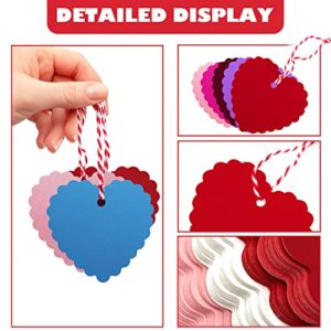 XIANMU 300 Pcs 15 Colors Paper Heart Tags with String Valentines Day Decorations Colored Gift Tags Labels Hang Tag for DIY Arts Crafts Wedding Christmas Thanks Giving Birthday Baby Showes Party Favors