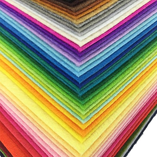 42pcs Felt Fabric Sheet 4"x4" Assorted Color DIY Craft Squares Nonwoven 1mm Thick