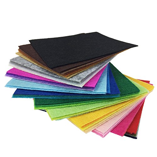 42pcs Felt Fabric Sheet 4"x4" Assorted Color DIY Craft Squares Nonwoven 1mm Thick