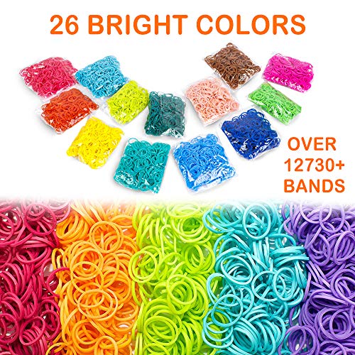 12730+ Loom Rubber Bands Refill Kit in 26 Color with 500 Clips,6 Hooks, Premium Bracelet Making Kit for Kids Weaving DIY Crafting Gift