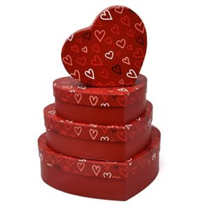valentine’s day heart shaped gift boxes 4 pack red valentine hearts treat box with lids valentines nesting cardboard cookie box for gift giving holiday decorative easy present wrapping & packaging