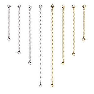 d-buy 8 pcs stainless steel necklace extender bracelet extender extender chain set 4 different length: 6 inch 4 inch 3 inch 2 inch (4 gold, 4 silver)