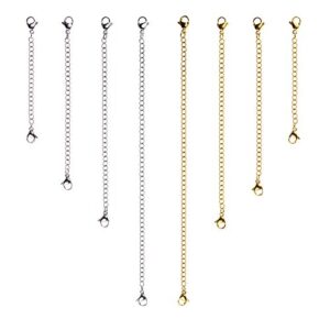 D-buy 8 Pcs Stainless Steel Necklace Extender Bracelet Extender Extender Chain Set 4 Different Length: 6 inch 4 inch 3 inch 2 inch (4 Gold, 4 Silver)