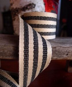 ak trading co. 1.5″ inches x 10 yards black striped faux burlap ribbon for decoration, gift wrapping & crafting (black stripe)