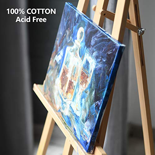 GOTIDEAL Stretched Canvas, Multi Pack 4x4", 5x7", 8x10",9x12", 11x14" Set of 10, Primed White - 100% Cotton Artist Canvas Boards for Painting, Acrylic Pouring, Oil Paint Dry & Wet Art Media