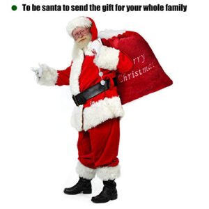 Luxury Oversized Velvet Santa's Gift Sack 3D Plush Faux Fur Cuff with Cord Drawstring – 34" Tall x 24" Wide