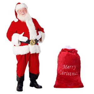 Luxury Oversized Velvet Santa's Gift Sack 3D Plush Faux Fur Cuff with Cord Drawstring – 34" Tall x 24" Wide