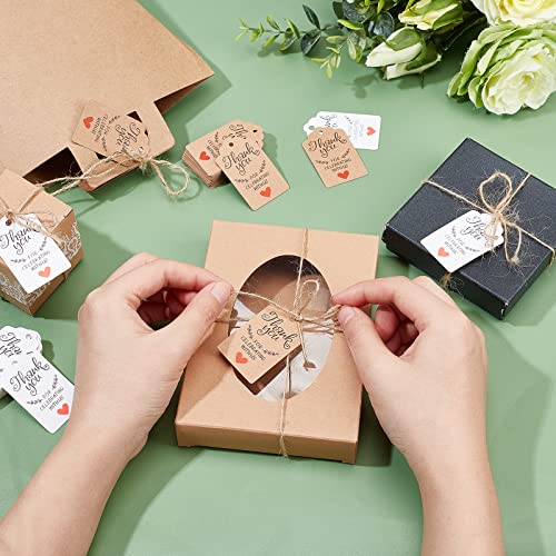 GLOBLELAND 200pcs Thank You for Celebrating with Us Gift Tags with 78.74ft Natural Jute Cord Gold Foil Word Kraft Paper Tags Hanging Paper Labels for Thanksgiving Party Wedding Favors Gifts