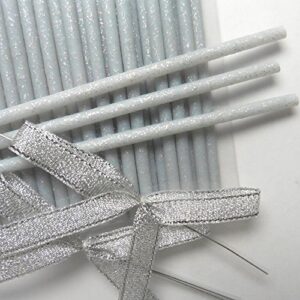 50pcs Silver Fairy Dust Glitter Plastic Sticks, 6" (150mm) x 5/32" (4.5mm)