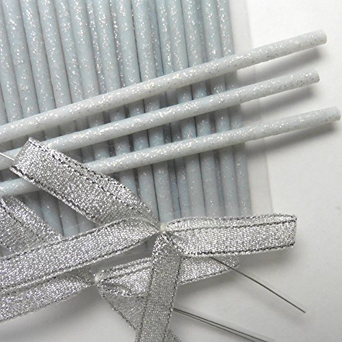 50pcs Silver Fairy Dust Glitter Plastic Sticks, 6" (150mm) x 5/32" (4.5mm)