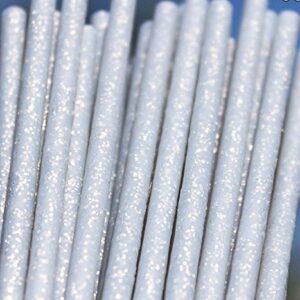 50pcs Silver Fairy Dust Glitter Plastic Sticks, 6" (150mm) x 5/32" (4.5mm)