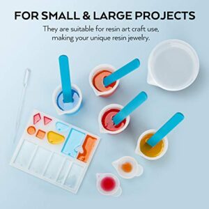 Silicone Resin Measuring Cups Tool Kit- Nicpro 250 & 100 ml Measure Cups, Silicone Popsicle Stir Sticks, Pipettes, Finger Cots for Epoxy Resin Mixing, Molds, Jewelry Making, Waxing, Easy Clean